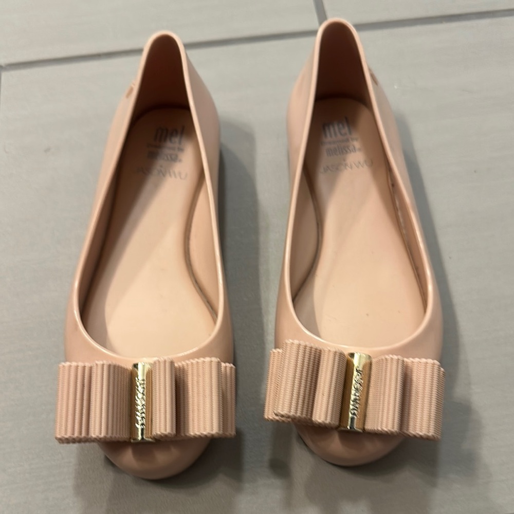 Melissa Pink Ballet Flats with Bow Detail